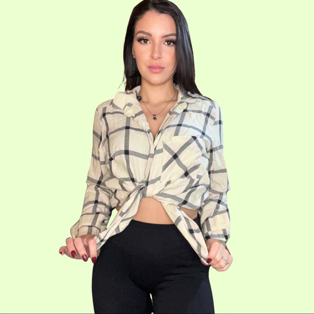 Plaid button down shirt Medium